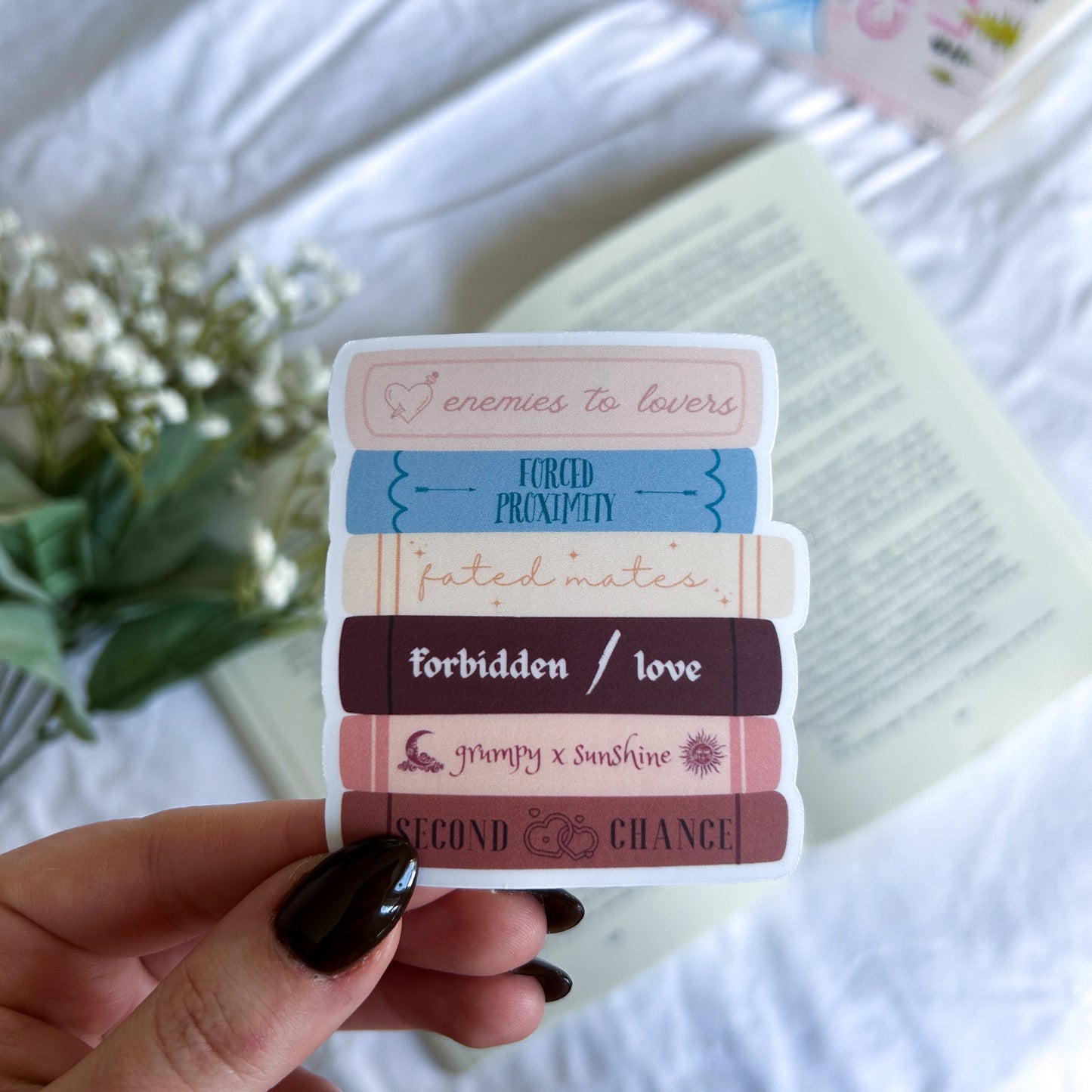 Romantic Bookstack Sticker